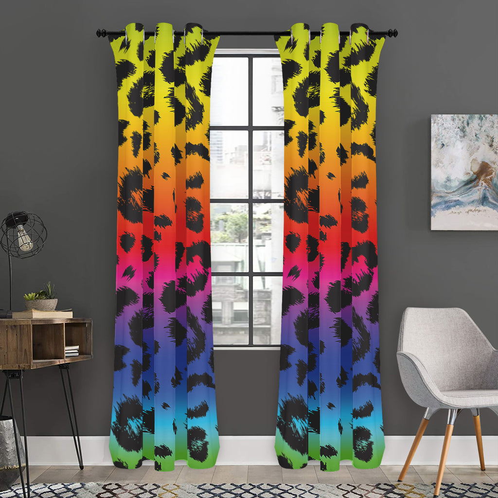 Rainbow Leopard Print Curtain