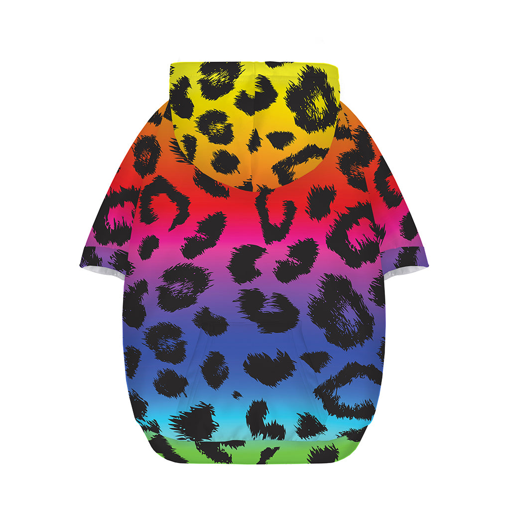 Rainbow Leopard Print Dog Zip Up Hoodie