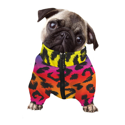 Rainbow Leopard Print Dog Zip Up Jacket