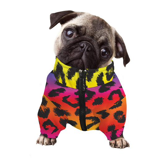 Rainbow Leopard Print Dog Zip Up Jacket