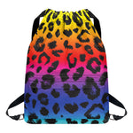 Rainbow Leopard Print Drawstring Backpack