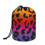 Rainbow Leopard Print Drawstring Makeup Bag