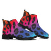 Rainbow Leopard Print Flat Ankle Boots