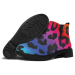 Rainbow Leopard Print Flat Ankle Boots