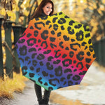 Rainbow Leopard Print Foldable Umbrella