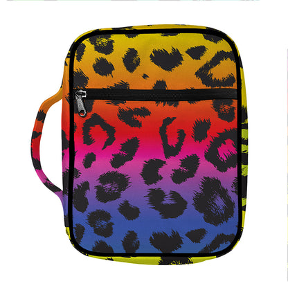 Rainbow Leopard Print Front Pocket Bible Bag