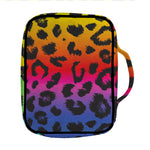 Rainbow Leopard Print Front Pocket Bible Bag