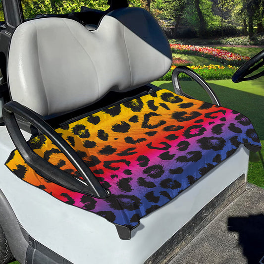 Rainbow Leopard Print Golf Cart Seat Cover