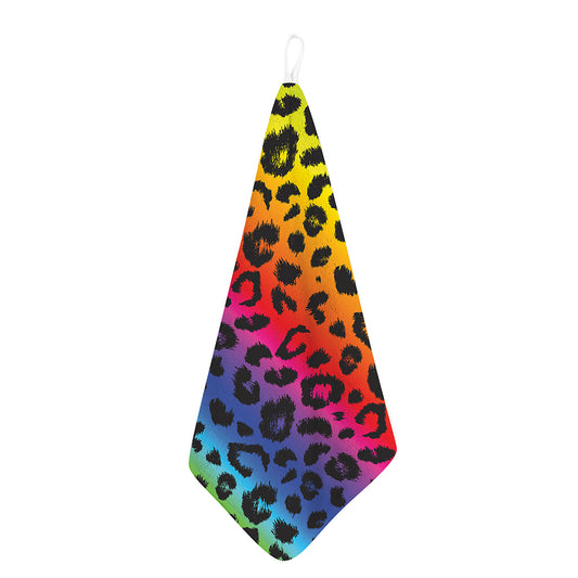 Rainbow Leopard Print Hand Towel