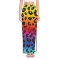 Rainbow Leopard Print High Slit Maxi Skirt