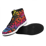 Rainbow Leopard Print High Top Leather Sneakers
