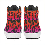 Rainbow Leopard Print High Top Leather Sneakers