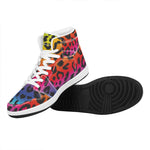 Rainbow Leopard Print High Top Leather Sneakers