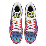 Rainbow Leopard Print High Top Leather Sneakers