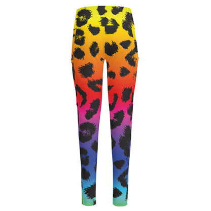 Rainbow Leopard Print High-Waisted Pocket Leggings