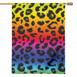 Rainbow Leopard Print House Flag