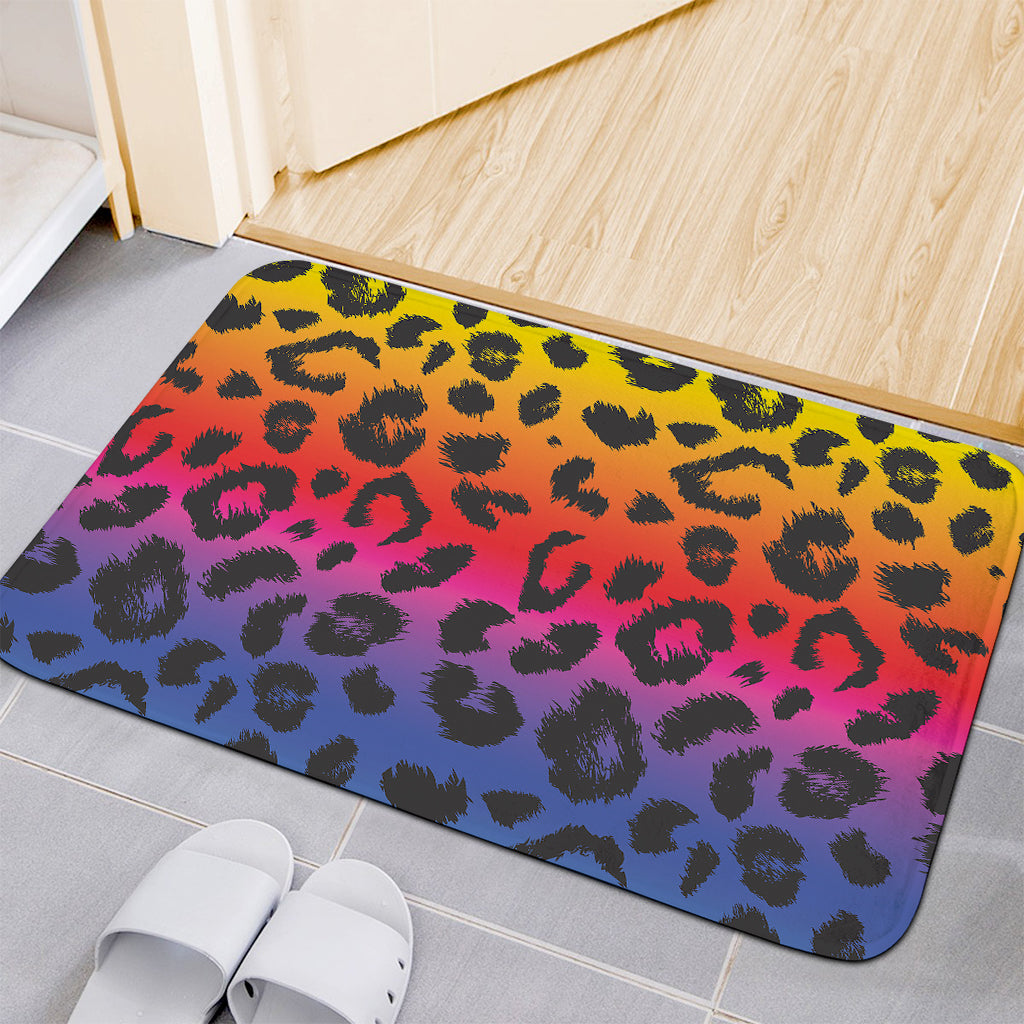 Rainbow Leopard Print Indoor Door Mat