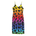 Rainbow Leopard Print Jersey Midi Cami Dress