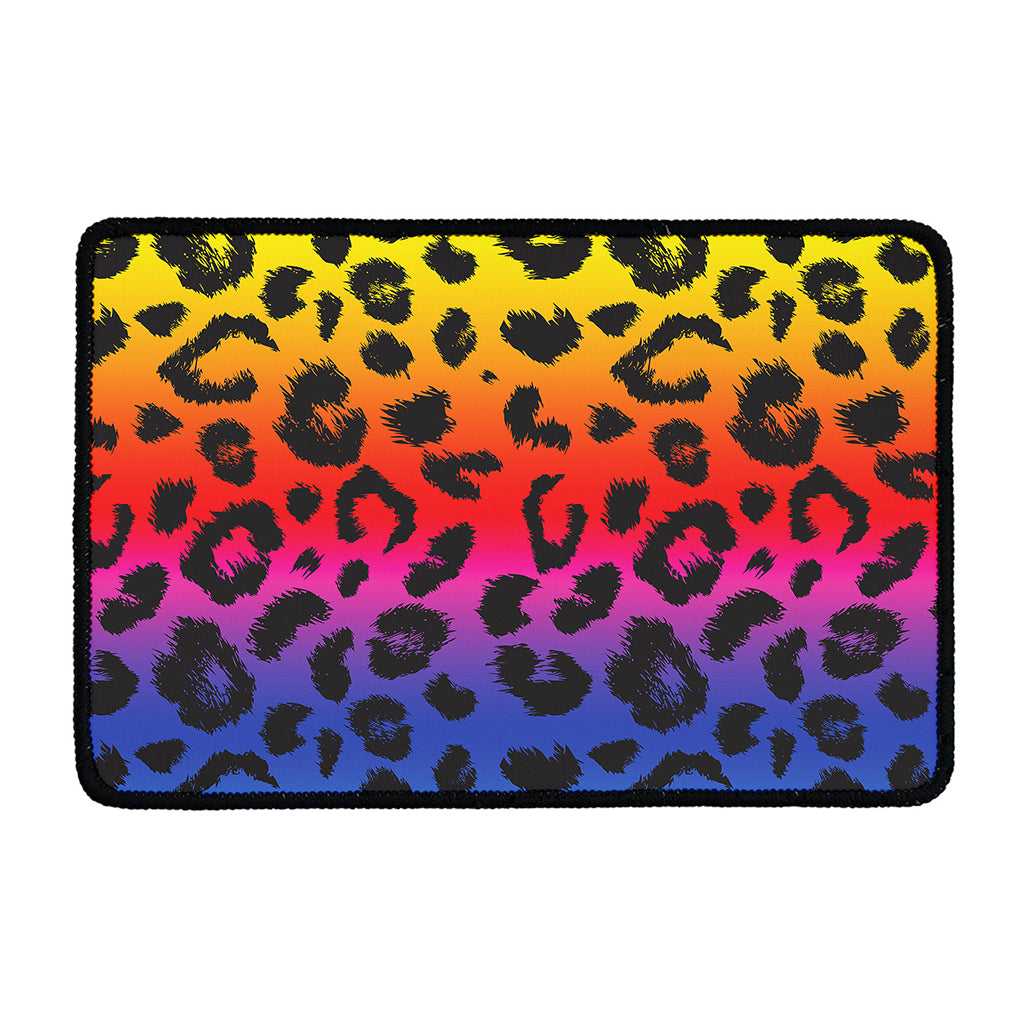 Rainbow Leopard Print Kitchen Mat