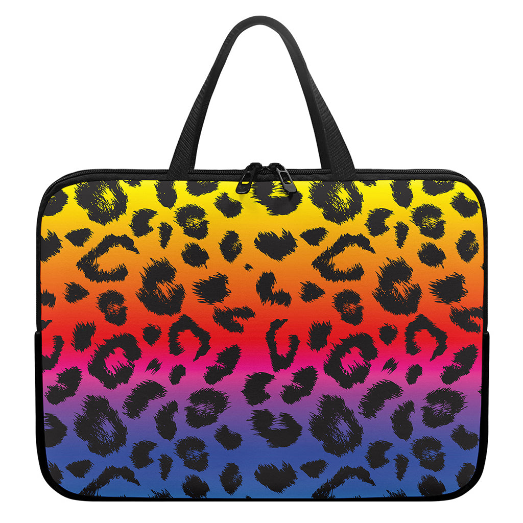 Rainbow Leopard Print Laptop Sleeve With Handle