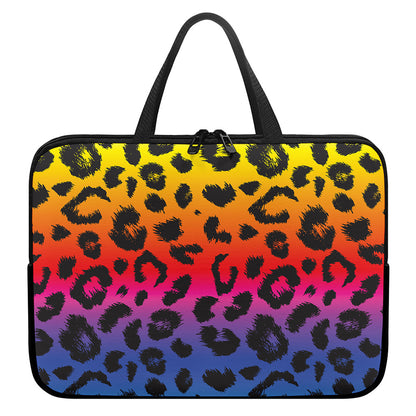 Rainbow Leopard Print Laptop Sleeve With Handle