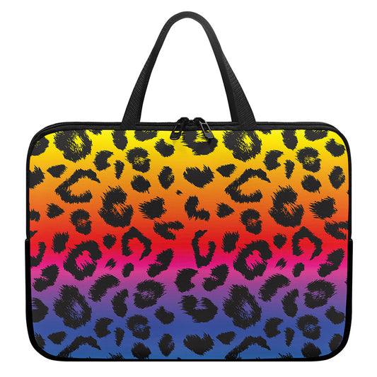 Rainbow Leopard Print Laptop Sleeve With Handle
