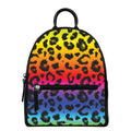 Rainbow Leopard Print Leather Backpack