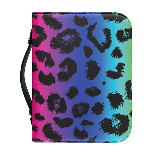Rainbow Leopard Print Leather Bible Cover