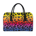 Rainbow Leopard Print Leather Duffel Bag