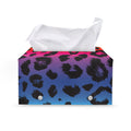 Rainbow Leopard Print Leather Tissue Box Cover