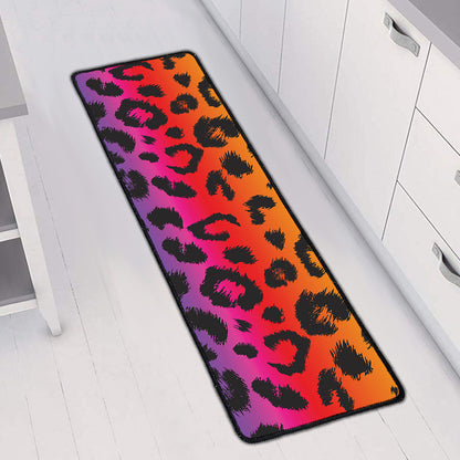 Rainbow Leopard Print Long Kitchen Mat