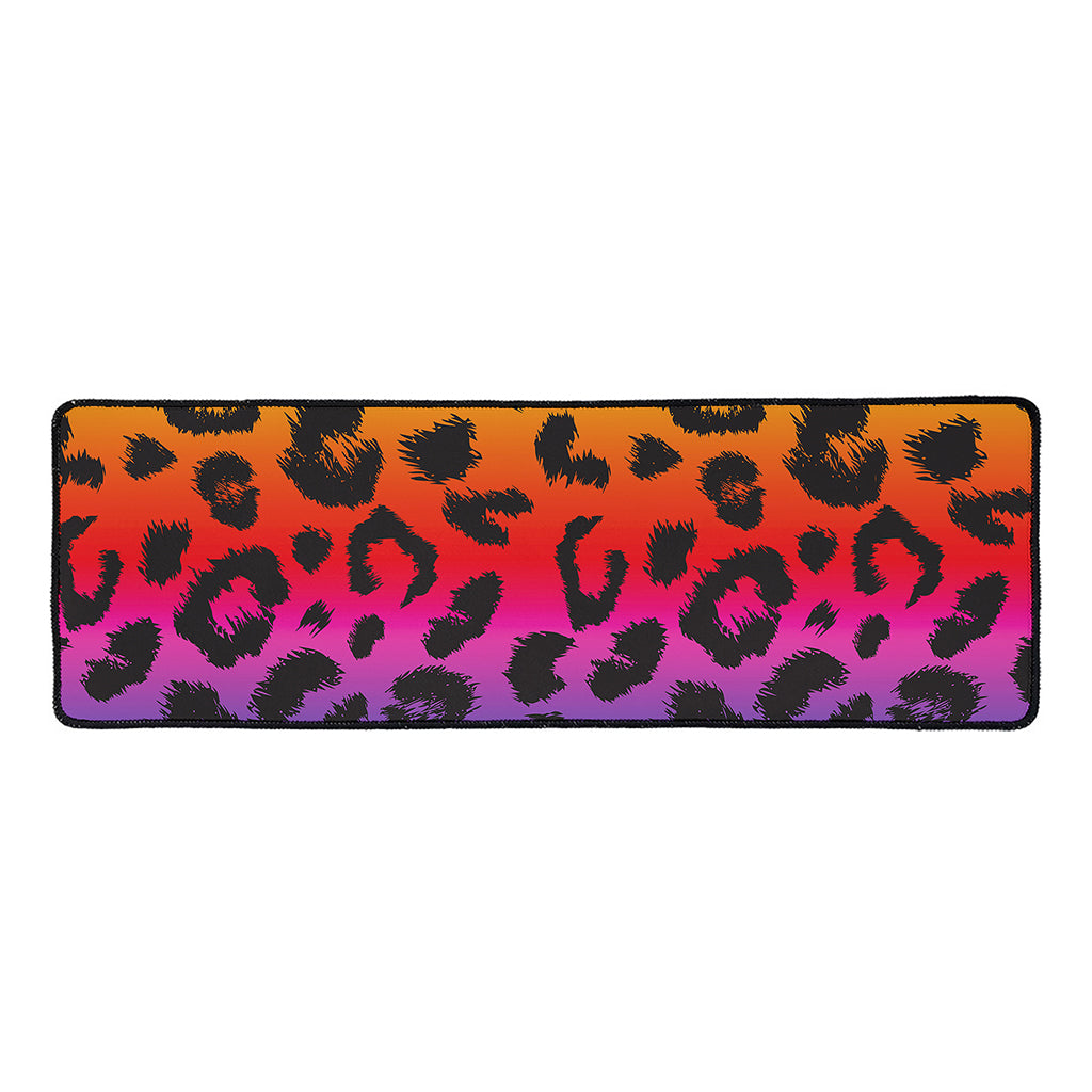 Rainbow Leopard Print Long Kitchen Mat