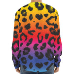 Rainbow Leopard Print Long Sleeve Baseball Jersey