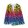 Rainbow Leopard Print Long Sleeve Short Coat