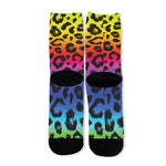 Rainbow Leopard Print Long Socks