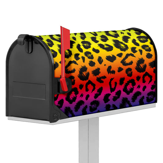 Rainbow Leopard Print Mailbox Cover