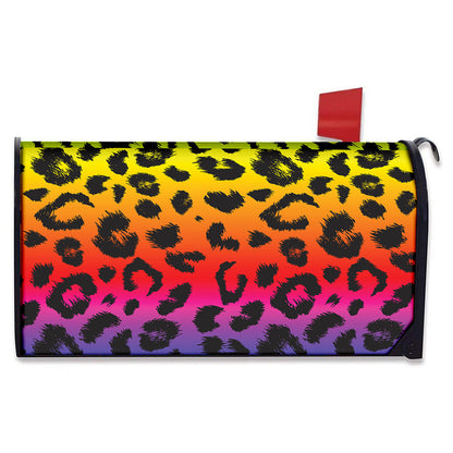 Rainbow Leopard Print Mailbox Cover