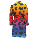 Rainbow Leopard Print Men's Bathrobe