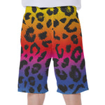 Rainbow Leopard Print Men's Beach Shorts
