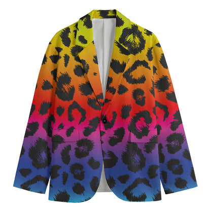 Rainbow Leopard Print Men's Blazer
