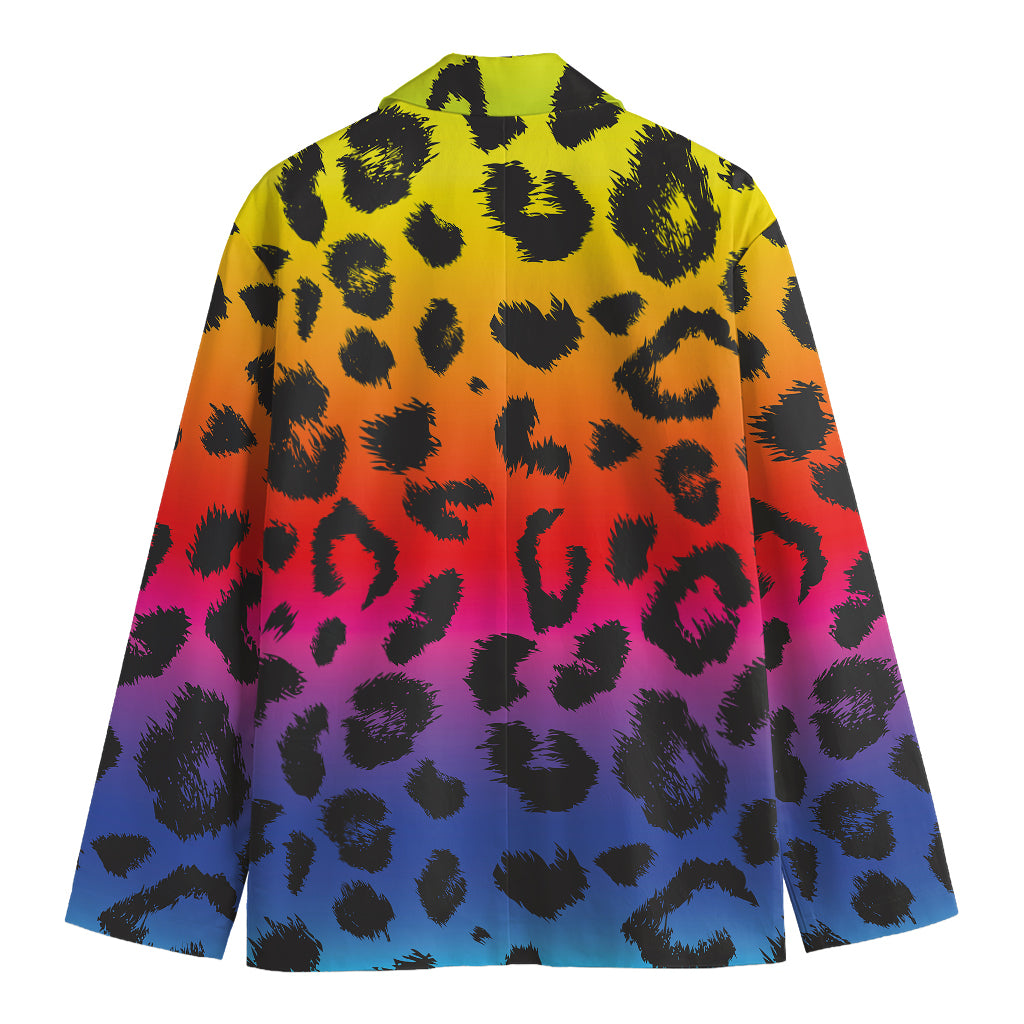 Rainbow Leopard Print Men's Blazer