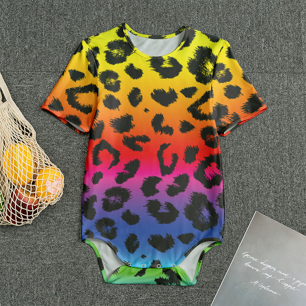 Rainbow Leopard Print Men's Bodysuit