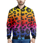 Rainbow Leopard Print Men's Bomber Jacket