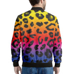 Rainbow Leopard Print Men's Bomber Jacket