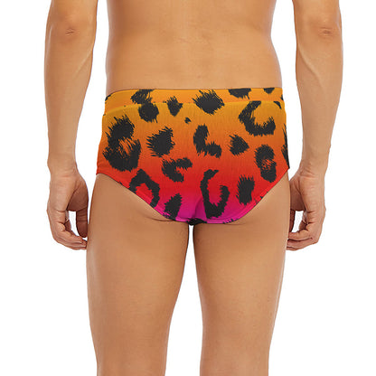 Rainbow Leopard Print Men's Briefs