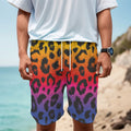 Rainbow Leopard Print Men's Cargo Shorts