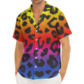 Rainbow Leopard Print Men's Deep V-Neck Shirt