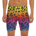 Rainbow Leopard Print Men's Long Boxer Briefs