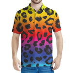 Rainbow Leopard Print Men's Polo Shirt