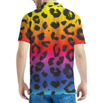 Rainbow Leopard Print Men's Polo Shirt